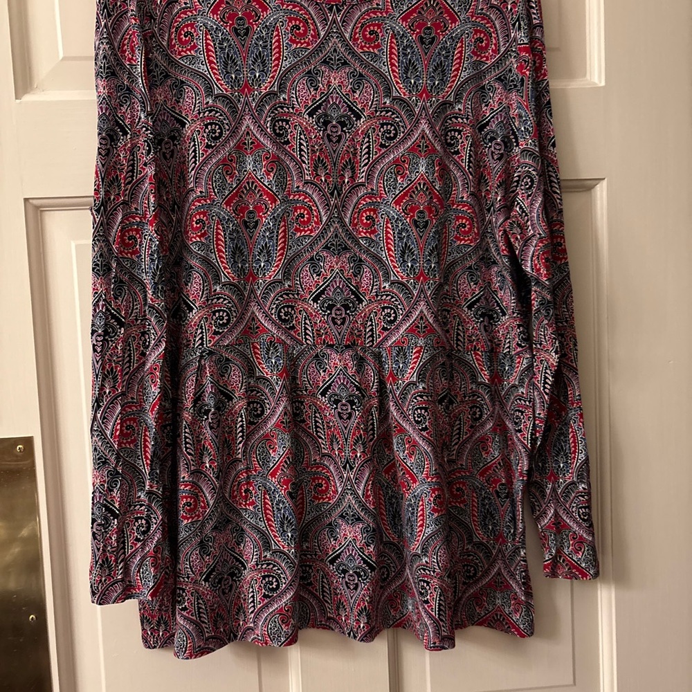 J Jill Paisley Print Long Sleeve Peplum Top -